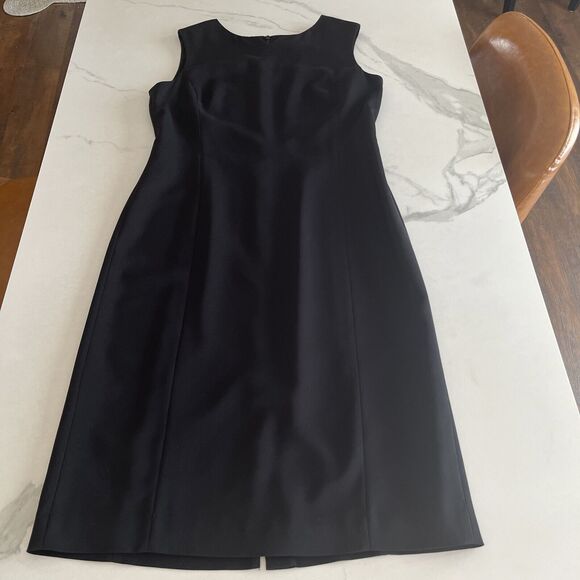 Eddie Bauer Black Sheath Midi Dress Size 8 Lined Minimalist Classic LBD Career - Picture 1 of 13